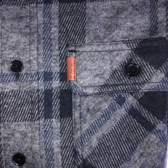Chaps Men's Long Sleeve Lakeland Stretch Flannel Knit Fleece Shirt Regular Fit M - Picture 4 of 14